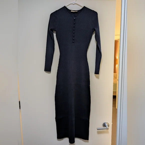 Sezane Meryl Merino Wool and Cotton Navy Sweater Dress Size S - Picture 3 of 5
